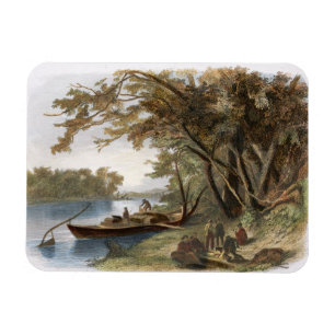 Lager der Reisenden auf dem Missouri, flechten Magnet
