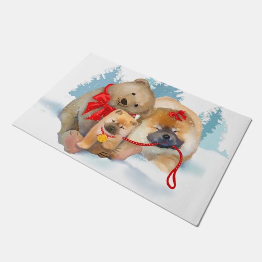 LAGER-GESCHENKE Teddybear und Größen Chow-Chow Fußmatte (Schrägansicht)