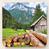 Lager im Wald mit Bergen Getränkeuntersetzer (Vorderseite)