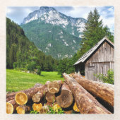 Lager im Wald mit Bergen Glasuntersetzer (Vorderseite)