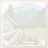 Lager im Wald mit Bergen Glasuntersetzer (Rückseite)