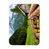 Lager im Wald mit Bergen Magnet (Vertikal)