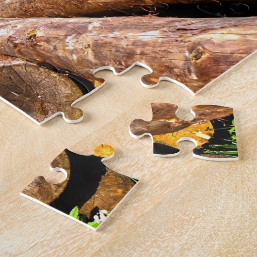 Lager im Wald mit Bergen Puzzle (Seite)