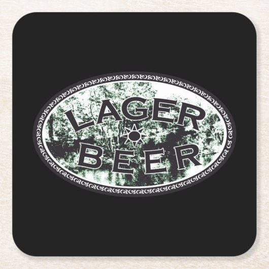 Lagerbier - auf schwarz rechteckiger pappuntersetzer (Vorderseite)