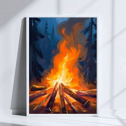 Lagerfeuer Aquarell-Waldmalerei Kunst Poster