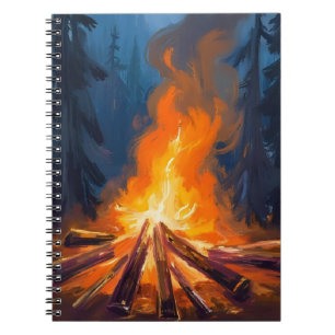 Lagerfeuer-Aquarell-Waldmalerei Notizblock