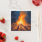 Lagerfeuer Aquarell-Waldmalerei Serviette (Beispiel)