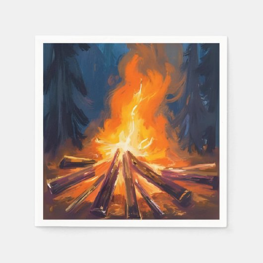 Lagerfeuer Aquarell-Waldmalerei Serviette (Vorderseite)