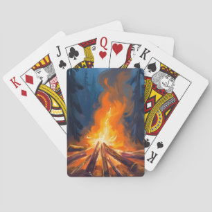 Lagerfeuer Aquarell-Waldmalerei Spielkarten