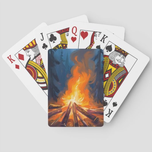 Lagerfeuer Aquarell-Waldmalerei Spielkarten (Rückseite)