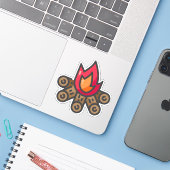 Lagerfeuer Aufkleber (Laptop mit iPhone)