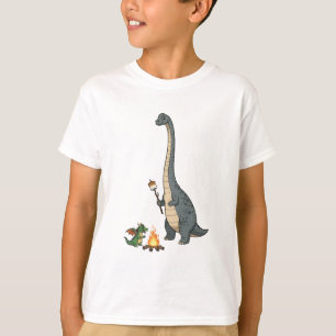 Lagerfeuer Brontosaurus und kleiner Drache Kinder T-Shirt