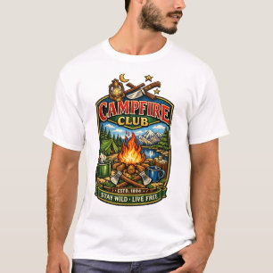 Lagerfeuer-Club Lustiger Camping-Outdoor-Abenteuer T-Shirt