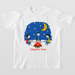 Lagerfeuer-Crew Kinder Wachsmalstift-Nachtszene T-Shirt