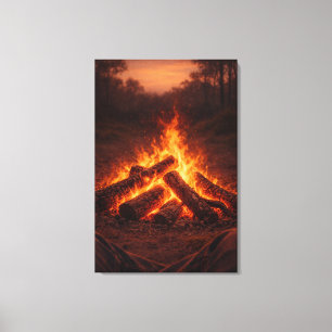 Lagerfeuer-Gedanken Kaminzimmer-Wandkunst Lein Leinwanddruck