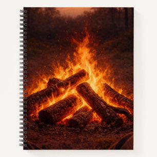 Lagerfeuer-Gedanken   Notebook am Kamin Notizblock