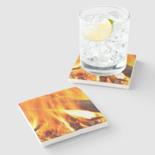 Lagerfeuer heiß mit Holz Drink Untersetzer