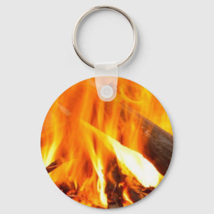 Lagerfeuer heiß mit Holz Schlüsselanhänger