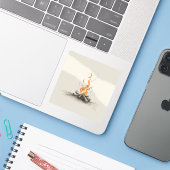 Lagerfeuer-inspirierte Malbilder Aufkleber (Laptop mit iPhone)