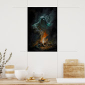 Lagerfeuer Rauch Geist, Vintage Poster, Kunstposte Poster (Küche)