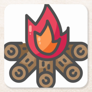 Lagerfeuer Rechteckiger Pappuntersetzer