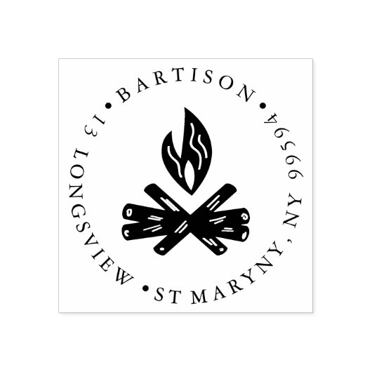 Lagerfeuer S'MORE ROUND RÜCKSENDEADRESSE Gummistempel (Prägung)