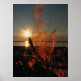 Lagerfeuer-Sonnenuntergang bei Calumet Waterworks Poster