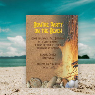 Lagerfeuer Strand Muscheln Outdoor Party Einladung