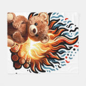 Lagerfeuer-Teddybär Fleecedecke (Vorderseite (Horizontal))