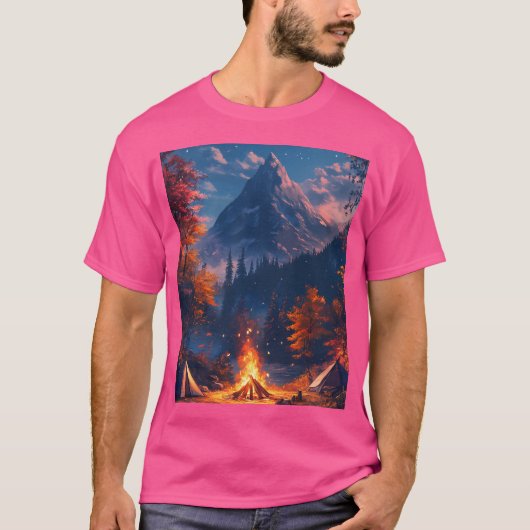 Lagerfeuer und Berge T-Shirt (Vorderseite)