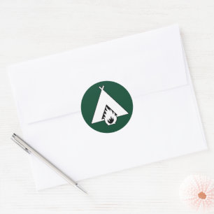 Lagerfeuer- und Zeltsymbol Runder Aufkleber