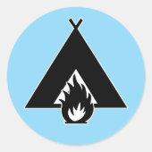 Lagerfeuer- und Zeltsymbol Runder Aufkleber (Vorderseite)
