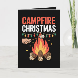 Lagerfeuer-Weihnachten-Marshmallow-Röstfeuer-Licht Karte