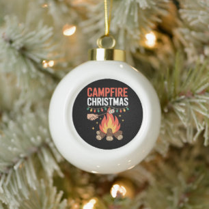 Lagerfeuer-Weihnachts-Marshmallow-Röstfeuerlichter Keramik Kugel-Ornament