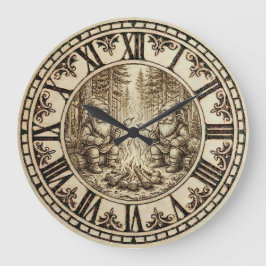 Lagerfeuergnome-Wanduhr  Große Wanduhr