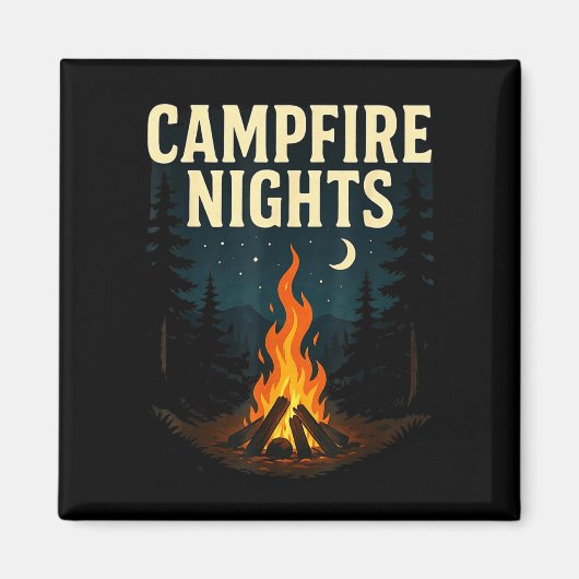 Lagerfeuernächte Camping Wald Berge Magnet (Vorne)
