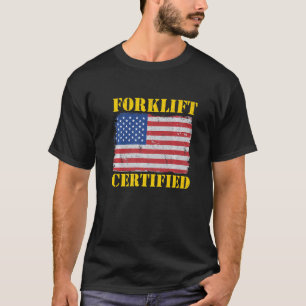 Lagerhaus-Amerikanische-Flagge-Gabelstaplerfahrer- T-Shirt