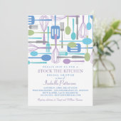Lagern Sie das Brautparty "Kitchen Retro Style" Einladung (Stehend Vorderseite)