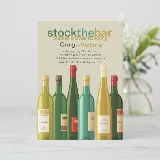 Lagern Sie die Bar-Duscheinladung Einladung (Stehend Vorderseite)