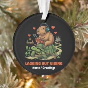 Laggt aber vibet lustige Capybara- und Schildkröte Ornament