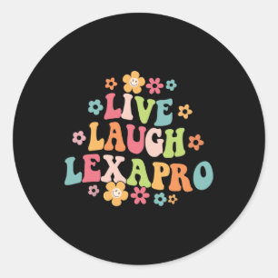 Lagh Lexapro Groovy Mental Health Therapeut Anxie Runder Aufkleber