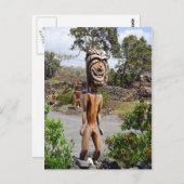 Laghing Hawaiian Ki'i Skulptur Postcard Postkarte (Vorne/Hinten)