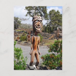 Laghing Hawaiian Ki'i Skulptur Postcard Postkarte