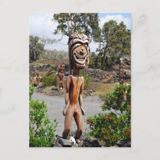 Laghing Hawaiian Ki'i Skulptur Postcard Postkarte (Vorderseite)