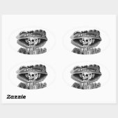 Laghing Skeleton Woman Ovaler Aufkleber (Blatt)