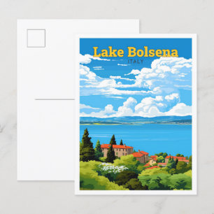 Lago Bolsena Italien Reisen Vintage Illustration Postkarte