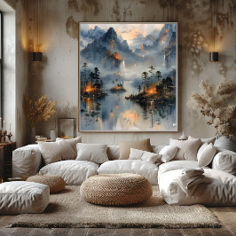 Lago de Montañas: Impresionista y Realista Poster