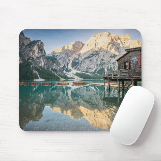 Lago di Braies in den Dolomiten in Italien Mousepad (Mit Mouse)