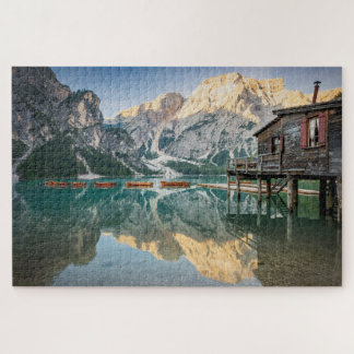 Lago di Braies in den Dolomiten in Italien Puzzle