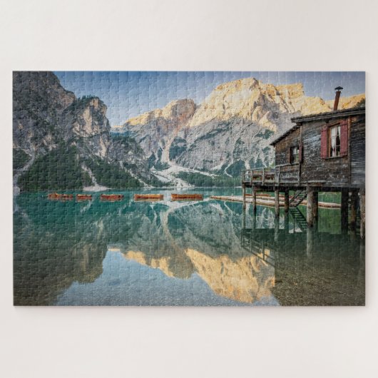 Lago di Braies in den Dolomiten in Italien Puzzle (Horizontal)